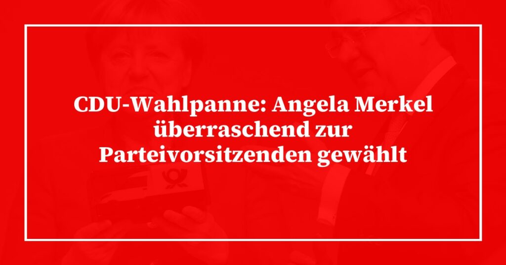CDU-Wahlpanne: Angela Merkel überraschend zur Parteivorsitzenden gewählt