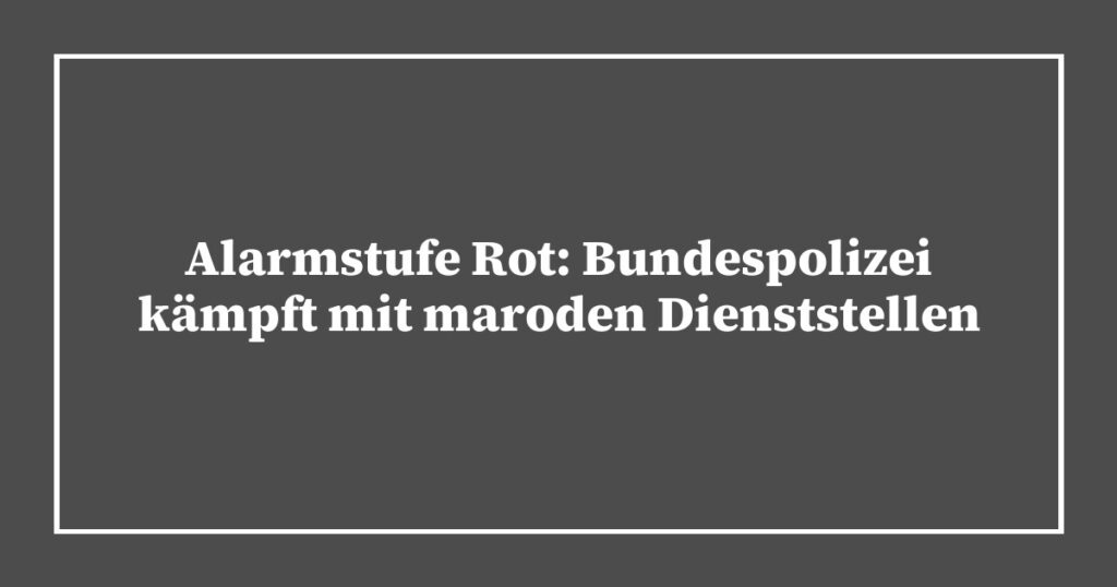 Alarmstufe Rot: Bundespolizei kämpft mit maroden Dienststellen