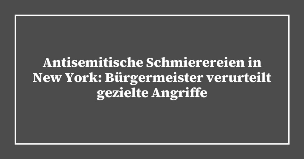Antisemitische Schmierereien in New York: Bürgermeister verurteilt gezielte Angriffe