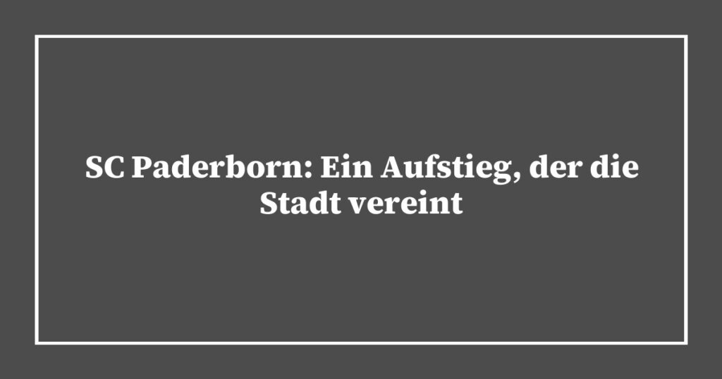 SC Paderborn: Ein Aufstieg, der die Stadt vereint