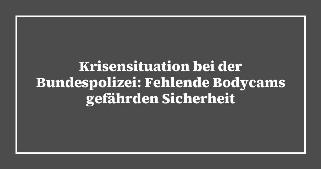 Krisensituation bei der Bundespolizei: Fehlende Bodycams gefährden Sicherheit