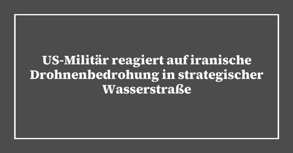 US-Militär reagiert auf iranische Drohnenbedrohung in strategischer Wasserstraße