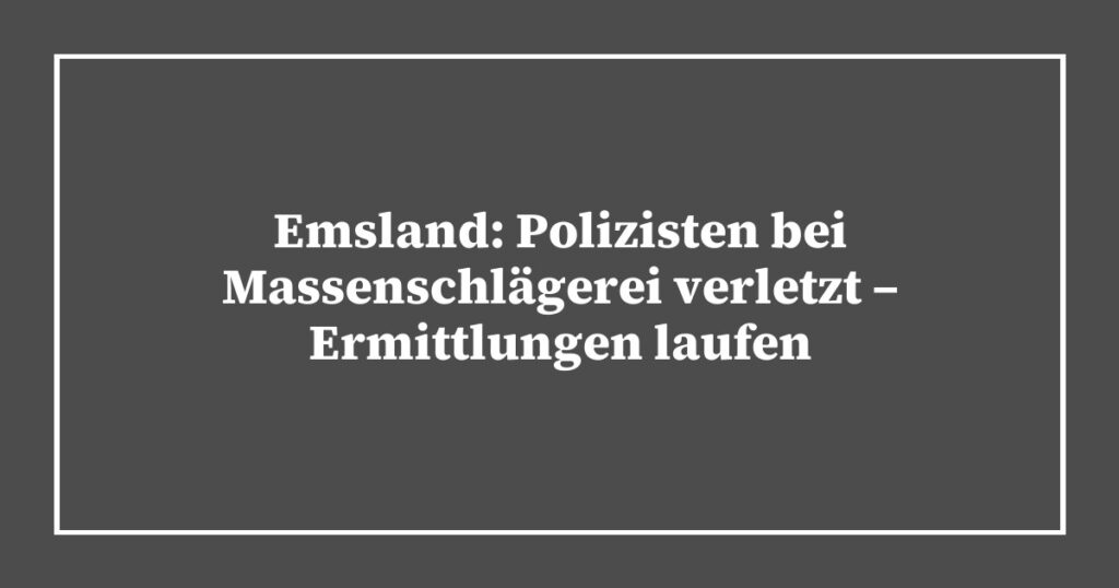 Emsland: Polizisten bei Massenschlägerei verletzt – Ermittlungen laufen