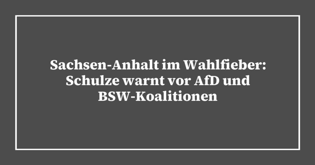 Sachsen-Anhalt im Wahlfieber: Schulze warnt vor AfD und BSW-Koalitionen