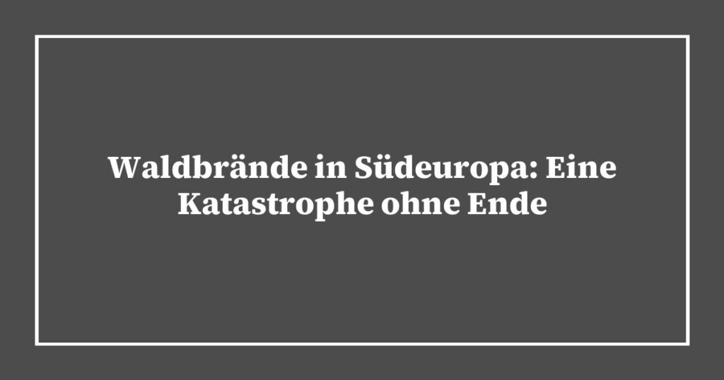 Waldbrände in Südeuropa: Eine Katastrophe ohne Ende