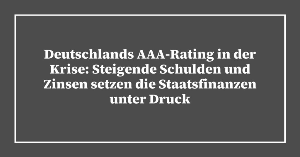 Deutschlands AAA-Rating in der Krise: Steigende Schulden und Zinsen setzen die Staatsfinanzen unter Druck