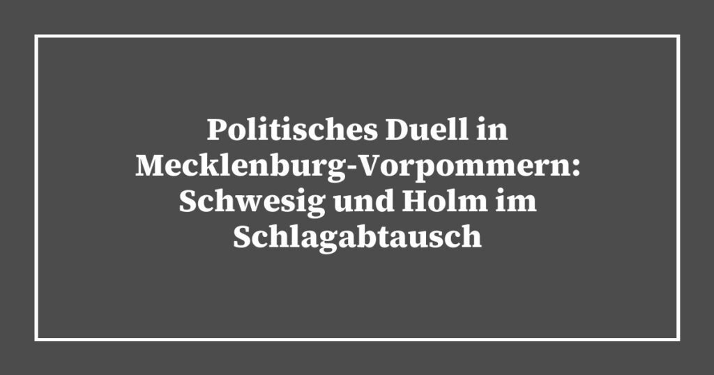 Politisches Duell in Mecklenburg-Vorpommern: Schwesig und Holm im Schlagabtausch